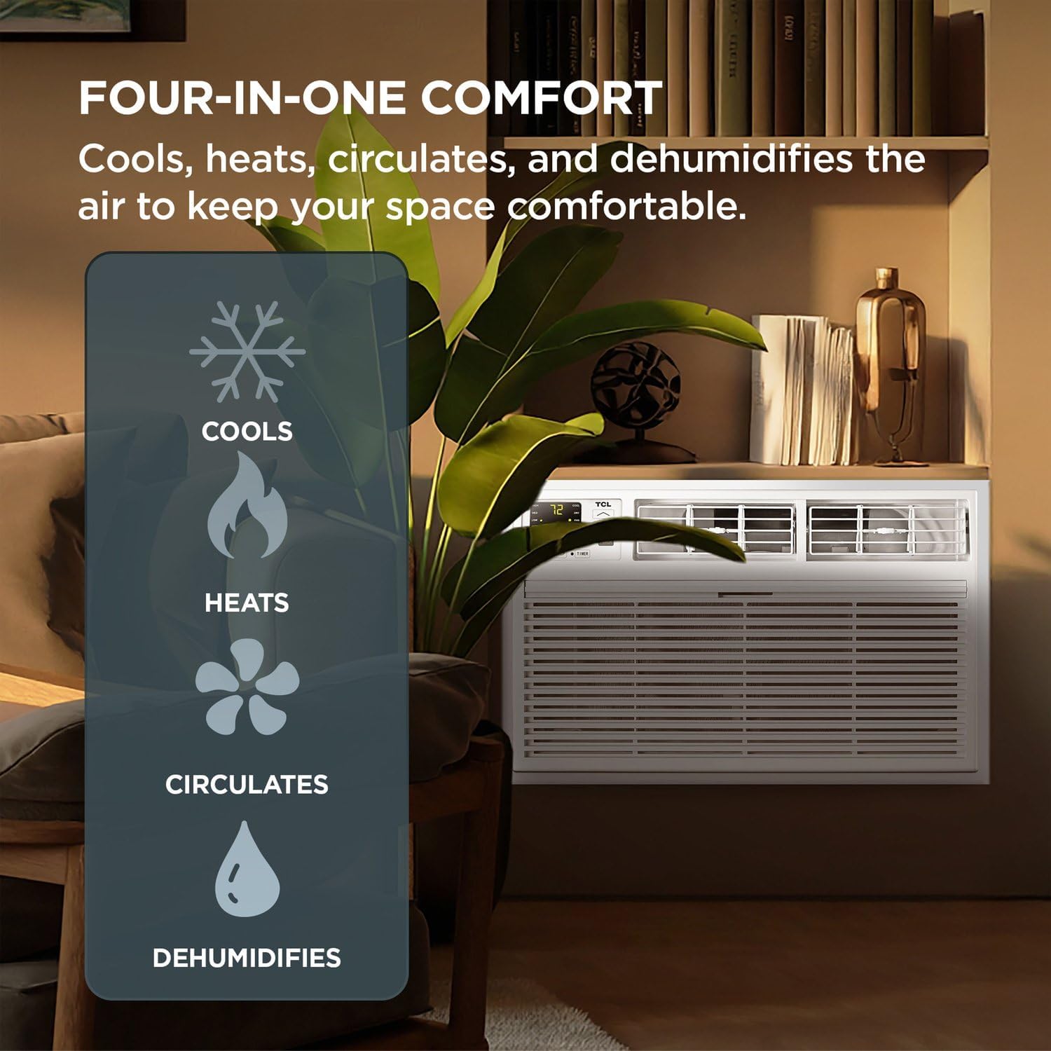 TCL H14T9XH Heat 14,000 Smart Through-The-Wall Air Conditioner, Heater, Fan & Dehumidifier, 230V, 700 Sq. Ft, Remote Control, Compatible with Alexa/Google Assistant, 14000 BTU, White