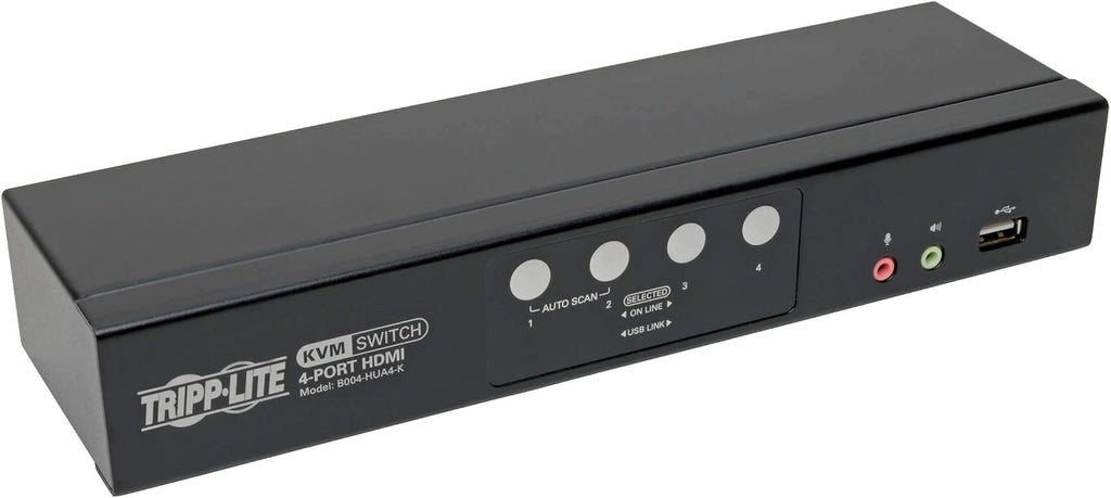 Tripp Lite 4 Port HDMI/USB KVM Switch, Audio/Video, USB 2.0 Peripheral Port, 1080p, Windows, Mac, Linux Compatible (B004-HUA4-K)