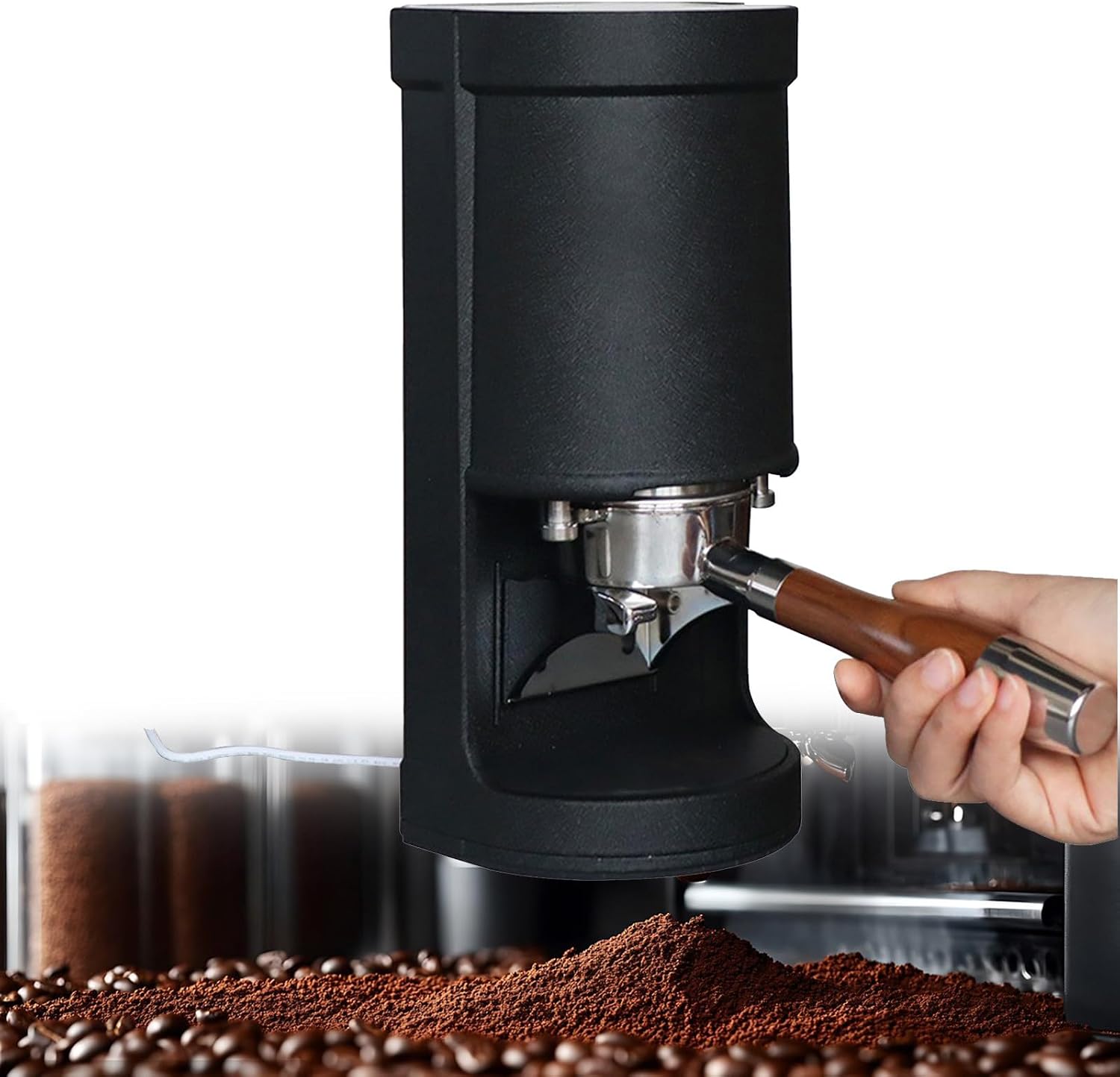 Espresso Press Tamper 58mm Height Adjustable Coffee Tamper 10-30kg Pressure 1 to 3 Adjustable Tamp Times Automatic Expresso Coffee Powder Press Machine Blackflatsole