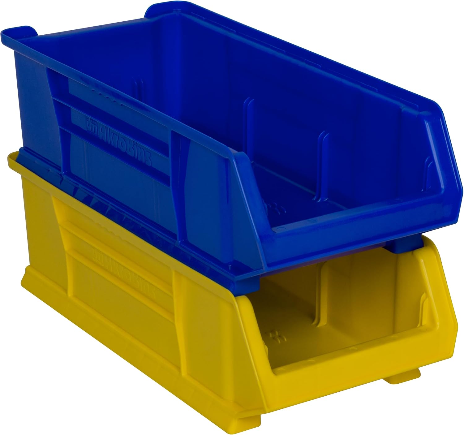 Akro-Mils 30286 Super-Size AkroBins Plastic Storage Bins, Space-Saving Stackable Bins for Garage, Classroom, Warehouse Organization, 24' L x 11' W x 7' H, Blue, 4-Pack