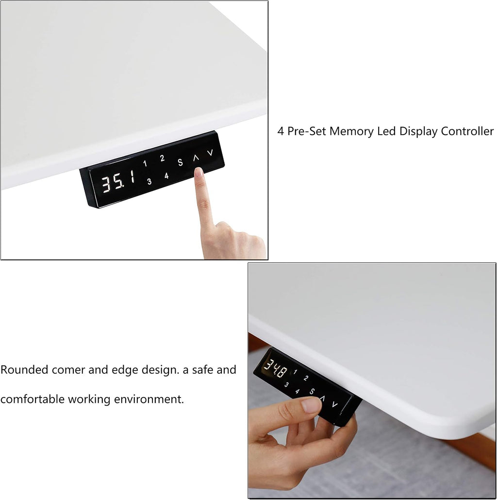 UNICOO Electric Height Adjustable Standing Table, Sit Stand Workstation, Gaming Desk, Motorized Whole-Piece Desk Board 48 * 24 in (KT1001-WW)