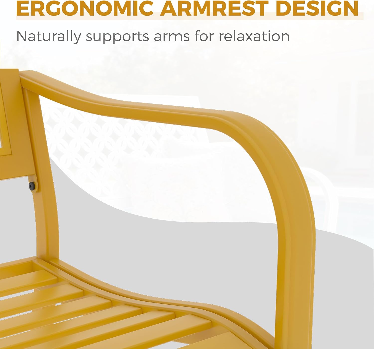 Grand patio 50' Outdoor Bench, Garden Benches with Anti-Rust Metal Powder Coated Frame, Patio Bench for Front Porch Park Outside Furniture Decor, Sunflower Yellow