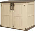 36 Cu Ft Resin Outdoor Storage Shed, Weatherproof Horizontal Outdoor Storage Cabinet with Dual Lock Door for Backyard, Patio, Garage, Garden(Brown-Beige)