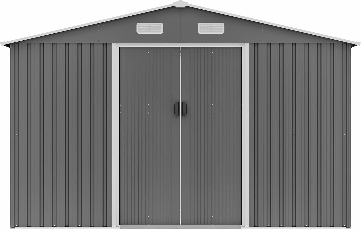 Storage Shed 10x8 FT Outdoor Metal Garden Shed with Lockable Sliding Door and Air Vents Galvanized Steel Shed with Air Vents Waterproof Roof Ideal for Backyard Patio Lawn Dark Gray