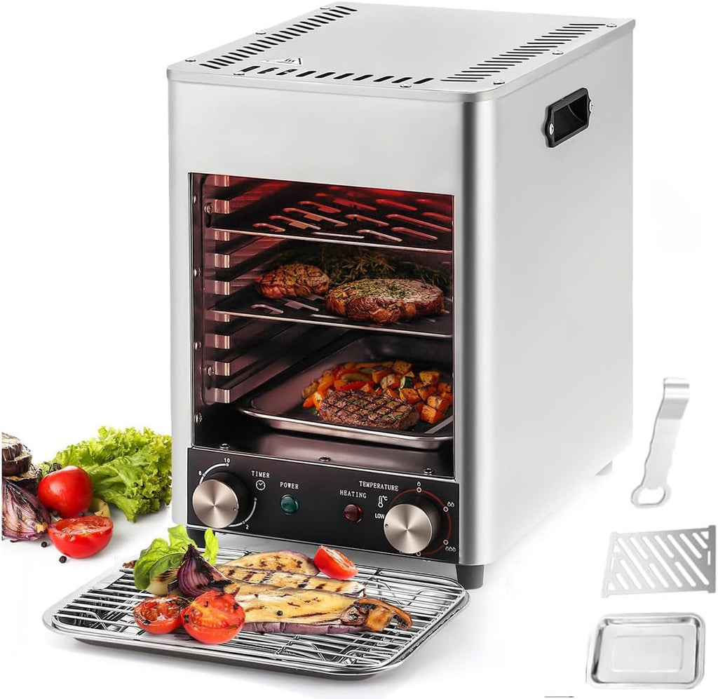 Electric Steak Broiler, Steak Grill,Electric Steak Grille,Built-in Oven, Steak Broiler, Indoor Stainless Steel Steak,1700w,- Digital Timer, Convection and 8 Modes, Ideal for Pizza and Meats