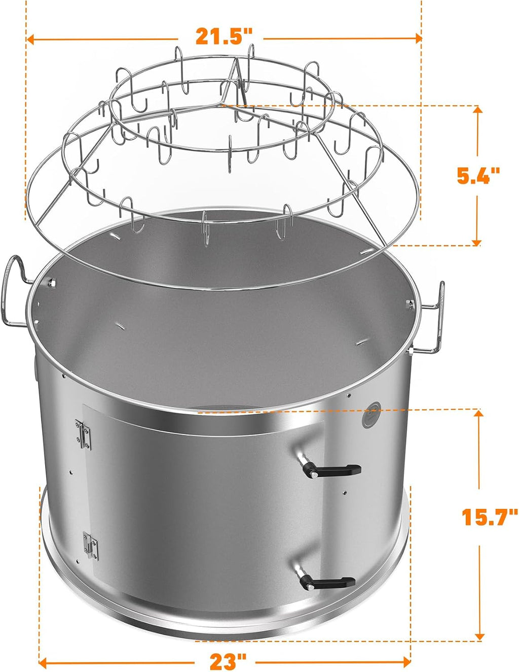 only fire Stainless Steel Grill Cooking Smoking Attachment, Charcoal, Rib Hanging System for Weber 22 inch Kettle Grills - Turns Your Kettle into Smoker