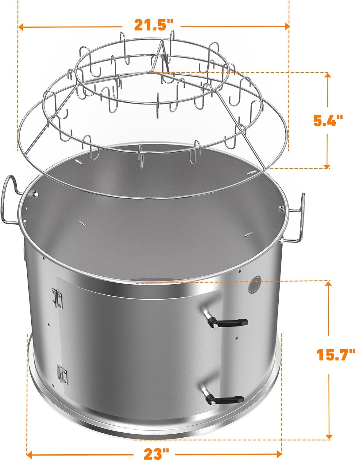 only fire Stainless Steel Grill Cooking Smoking Attachment, Charcoal, Rib Hanging System for Weber 22 inch Kettle Grills - Turns Your Kettle into Smoker