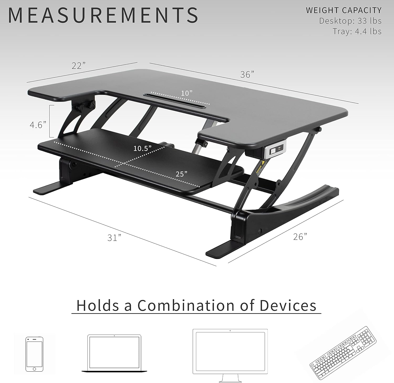 VIVO 36 inch Electric Height Adjustable Stand Up Desk Converter, VE Series, Sit to Stand Tabletop Dual Monitor Riser with USB Port, Black, DESK-V000VE