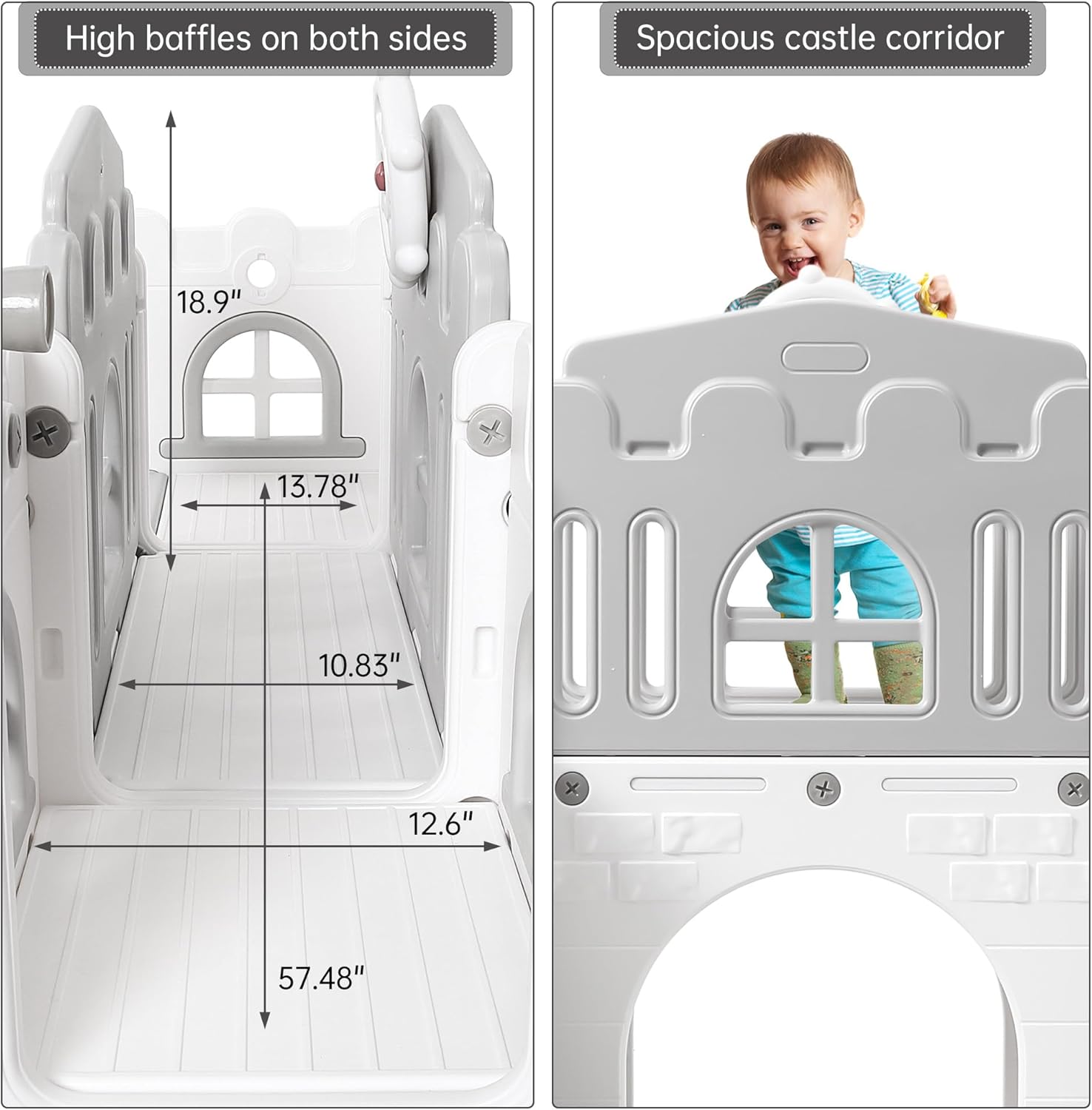Garvee Toddler Slide 8 in 1 Toddler Playset for Toddlers Age 1-3, Baby Playset for Indoor Outdoor Playground with Climber, Crawling Tunnel, Basketball Hoop, Telescope, Toy Storage
