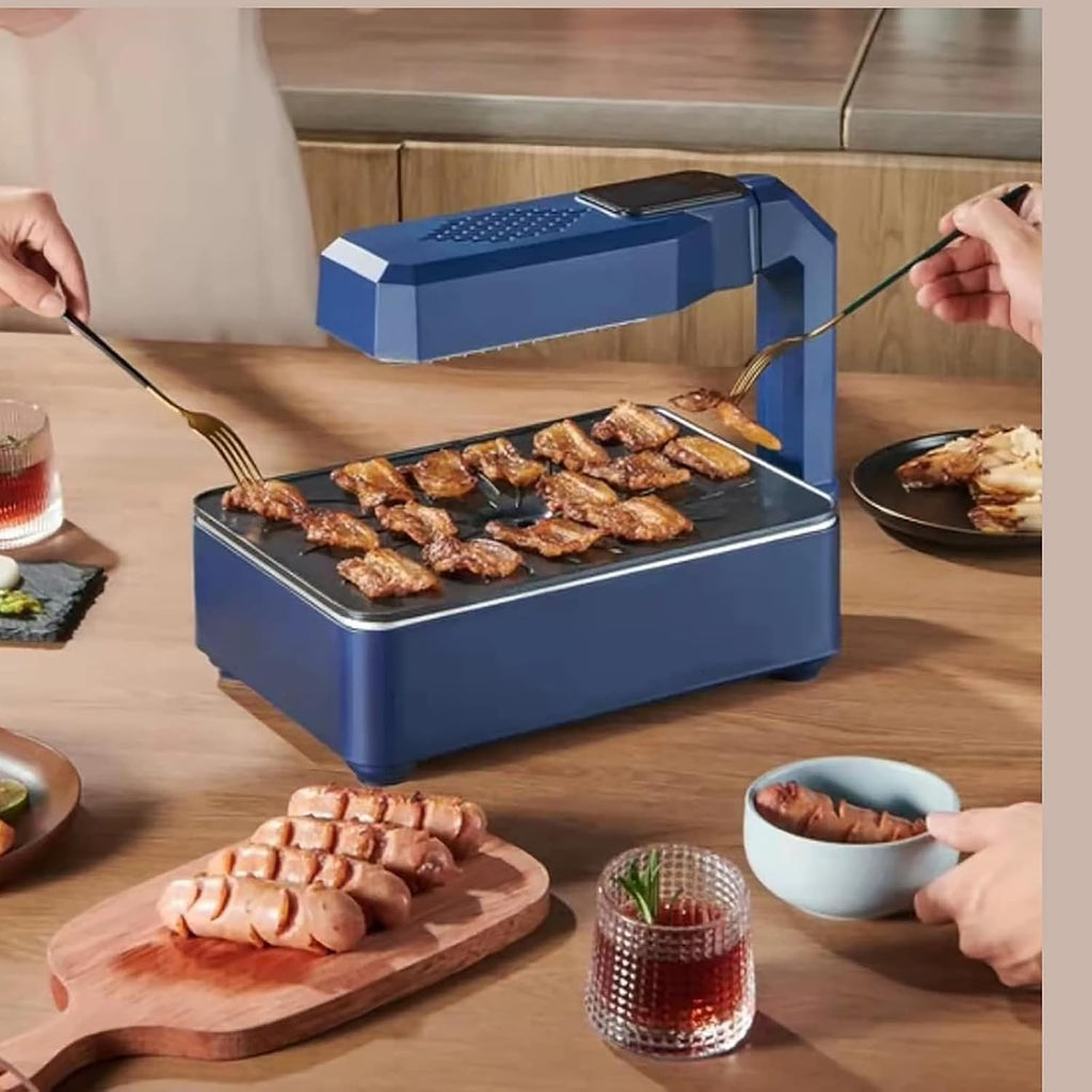 Electric Smokeless Indoor Grill, Multifunctional Non-Stick Electric Grill with LCD Liquid Crystal Screen, 35cm Large Baking Pan/80-280°Temperature Adjustment/1-80 Minutes Time, for Family