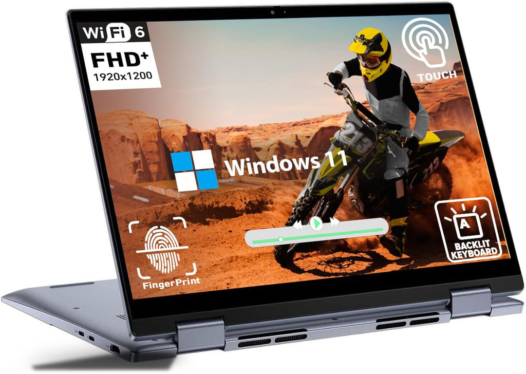 Dell Inspiron 14 2 in 1 Touchscreen Laptop, 14' FHD+ Touch Screen Convertible, AMD Ryzen 5, 8GB RAM 256GB SSD, Windows 11 Pro, Backlit Keyboard,Fingerprint Reader, HDMI