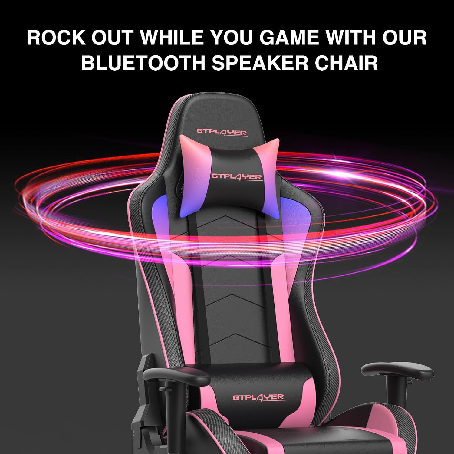 GTPLAYER Gaming Chair with Footrest Speakers Video Game Chair Bluetooth Music Heavy Duty Ergonomic Computer Office Desk Chair