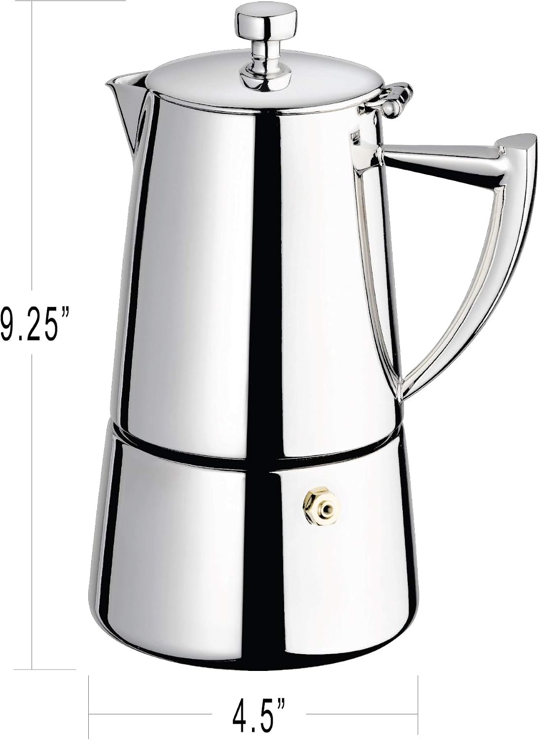Cuisinox Roma Stovetop Espresso Maker COF-10R, Stainless Steel Coffee Percolator Stovetop, Heat-Resistant & Non-Reactive, 10-Cup Italian Espresso Maker Easy to Clean, Durable Stove Top Percolator