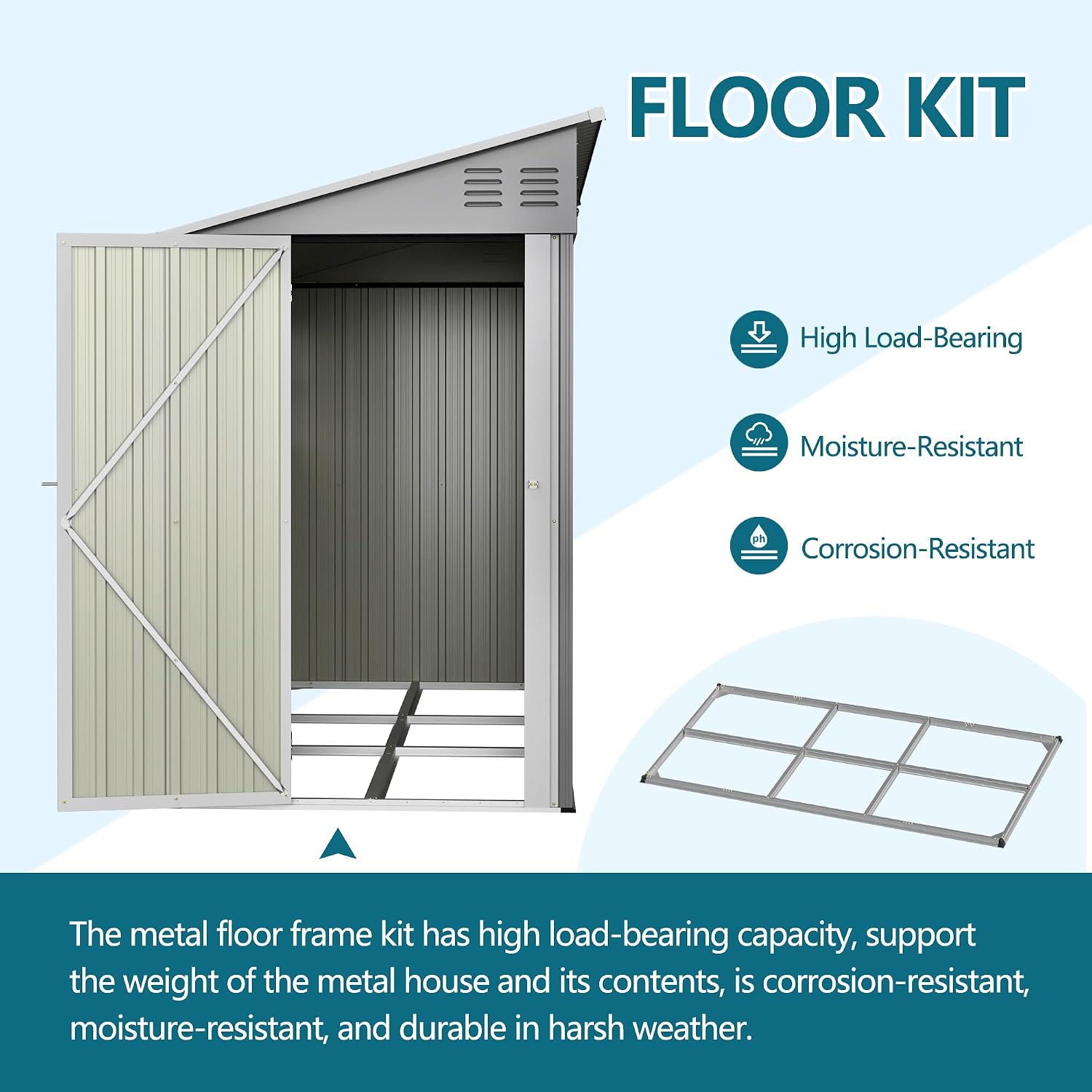 4x10FT Lean to Shed with Floor Frame & Windows, Metal Outdoor Storage Shed, Large Tool Shed for Garden Backyard Patio Storage,Outside Lean to Waterproof Shed, Gray