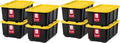 IRIS USA 8-Pack 27 Gallon Storage Bins with Lids |Made in USA| Heavy Duty Plastic Tote Containers for Truckbed Tool Box Organization, Large - Black/Yellow