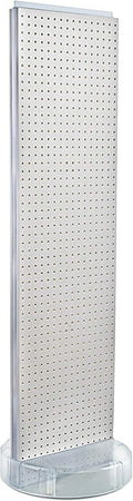 Azar Displays 700780 TWO-SIDED PEGBOARD FLOOR DISPLAY W/C-CHANNEL SIDES ON REVOLVING ROUND STUDIO BASE. PANEL SIZE: 16'W X 60'H, (White Glow)