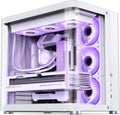 JONSBO TK-2 White ATX Mid-Tower Pc Case,Hyperboloid Glass Design, Separated Cabinet Structure, Al Alloy Shell Desktop Computer Case, Support BTF Motherboard/ATX Power supply/360 AIO,White