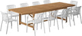 Urban Elements Frida Rectangular Extendable Patio Furniture Set | 100% Certified Teak Finish | Backyard Furniture, Outside Table and Chairs, Rectangular Outdoor Dining Set (White, 11-Piece)