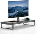 Monitor Stand with Docking Station, Aluminum Monitor Riser with 6-in-1 Docking Station: 4K HDMI, USB-C, USB 3.0, PD 100W, Wireless Charging,Metal Desk Stand with Storage-Silver Gray