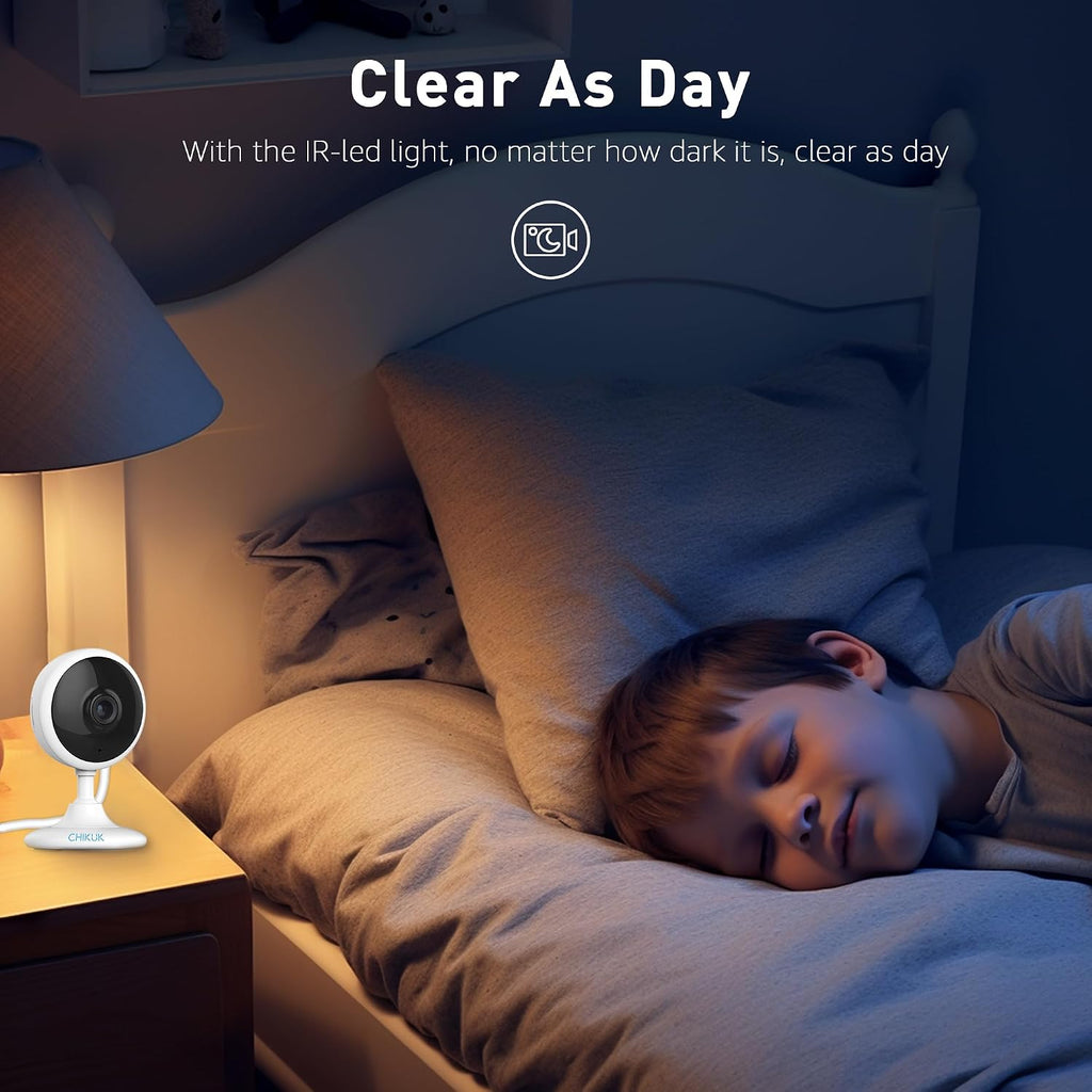 Small Security Cameras, Upgraded Indoor Camera for Pets, Dogs, Babies, Elders, Smart WiFi Home Monitor, App Control, Compatible with Alexa, White, 8PCS