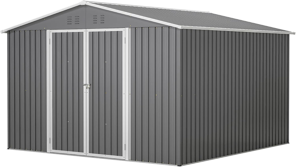 10x10 Ft Sheds & Outdoor Storage - Large Metal Outdoor Storage Shed with Floor Frame Large Heavy Duty Tool Storage She Shed (10x10 Ft)
