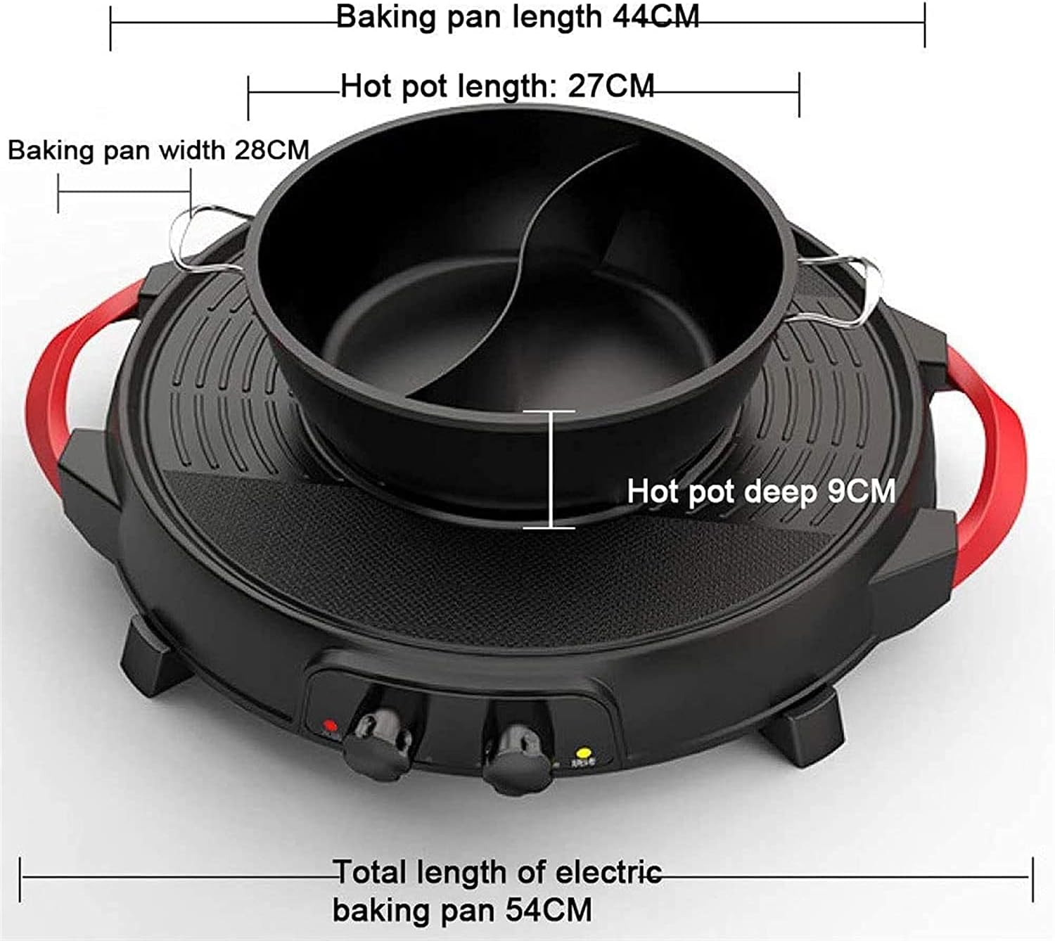 Electric Grill, Multifunction Two-In-One Electric Smokeless Non-Stick Barbecue Grilled Shabu-Shabu Baking Pan Large Capacity Separable Baking Pan 2200W,Maifanshishunfeng,Hous