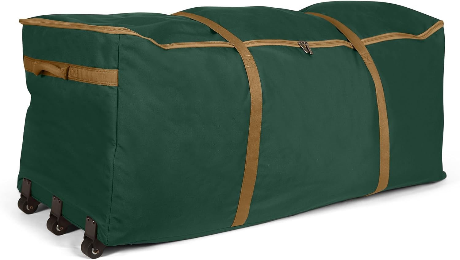 Covermates Keepsakes Christmas Tree Rolling Cinch Bag – Heavy-Duty Polyester Holiday Storage with Wheels, Reinforced Handles & Cinch Straps – Durable Christmas Tree Storage Solution, Green