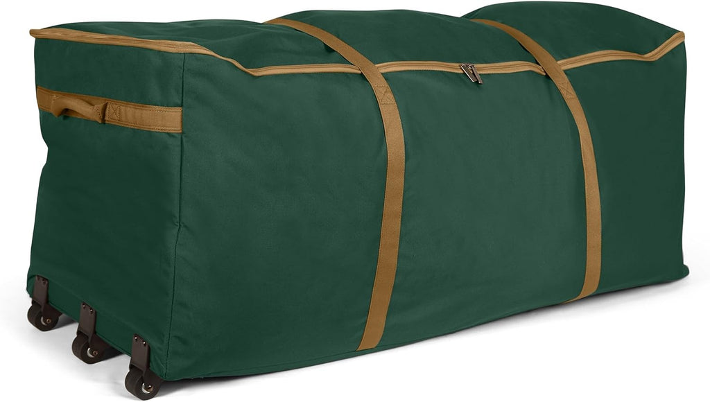 Covermates Keepsakes Christmas Tree Rolling Cinch Bag – Heavy-Duty Polyester Holiday Storage with Wheels, Reinforced Handles & Cinch Straps – Durable Christmas Tree Storage Solution, Green