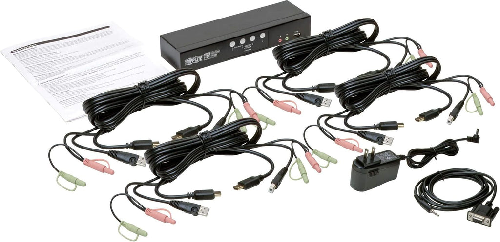 Tripp Lite 4 Port HDMI/USB KVM Switch, Audio/Video, USB 2.0 Peripheral Port, 1080p, Windows, Mac, Linux Compatible (B004-HUA4-K)