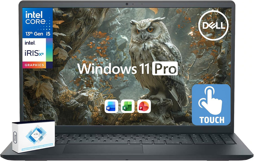 Dell Inspiron 15 Touchscreen Business Laptop, Lifetime Office, AI Copilot, 15.6' FHD, 10-Core Intel i5 (Upto 4.5GHz), 12GB RAM & 756GB Storage (256GB SSD+500GB Ext), Wi-Fi 6, HubxcelAccs, Win 11 Pro