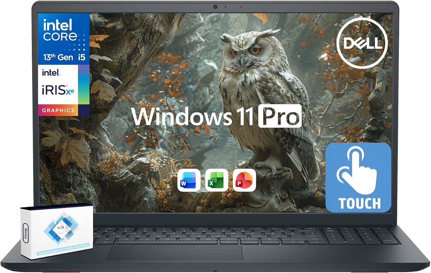 Dell Inspiron 15 Touchscreen Business Laptop, Lifetime Office, AI Copilot, 15.6' FHD, 10-Core Intel i5 (Upto 4.5GHz), 12GB RAM & 756GB Storage (256GB SSD+500GB Ext), Wi-Fi 6, HubxcelAccs, Win 11 Pro