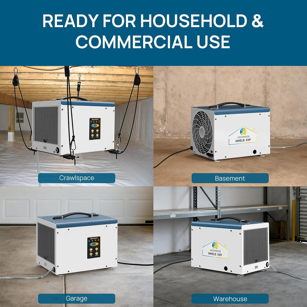 ARGENDON Crawl Space Dehumidifier with Pump, 70 Pint Compact Commercial Dehumidifier for Basement, Drain Hose, Auto Defrost, Memory Restart, Up to 1,000 Sq.Ft, ETL, 5-Year Limited Warranty