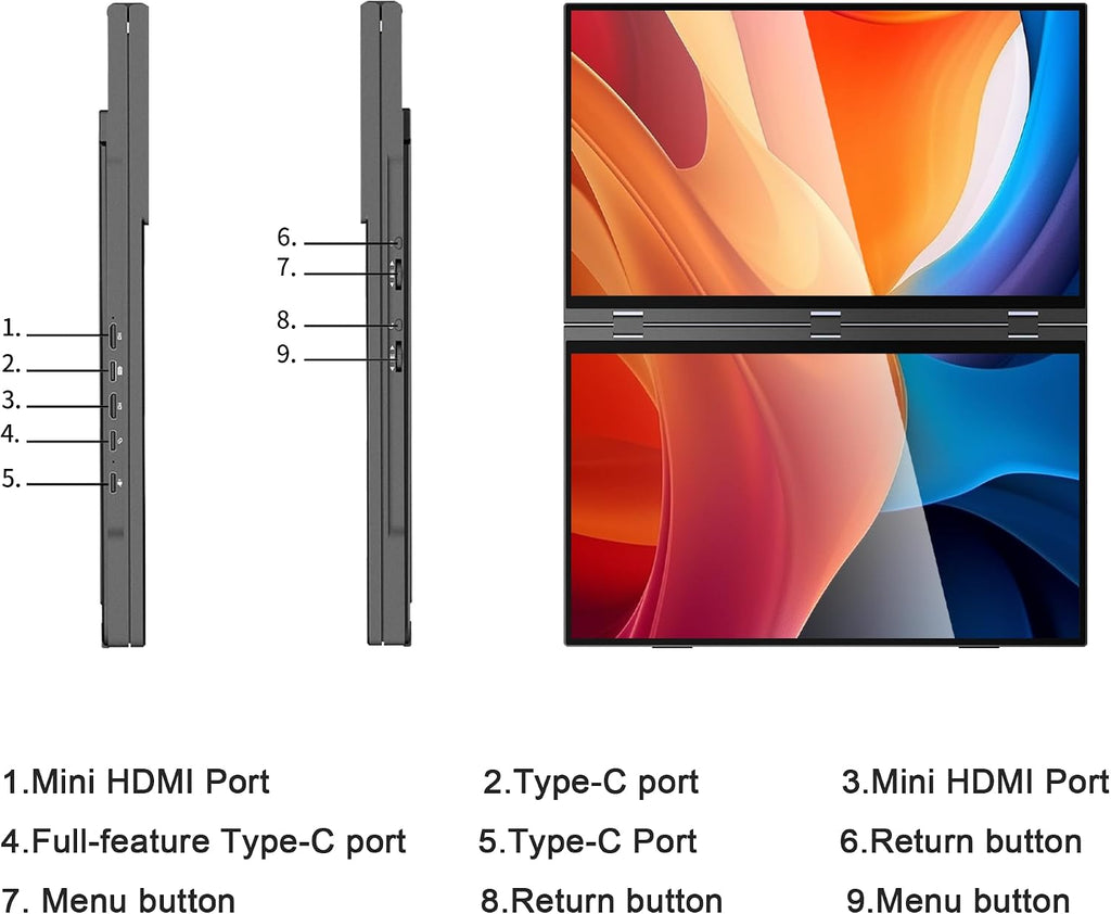 wisecoco 18.5'' 120Hz FHD 1080P Touch Screen Dual Triple Portable Monitor IPS USB-C HDMI HDR Secondary Display Foldable Laptop PC Gaming Monitor 100% sRGB Windows Mac Android Plug&Play Flip S8+