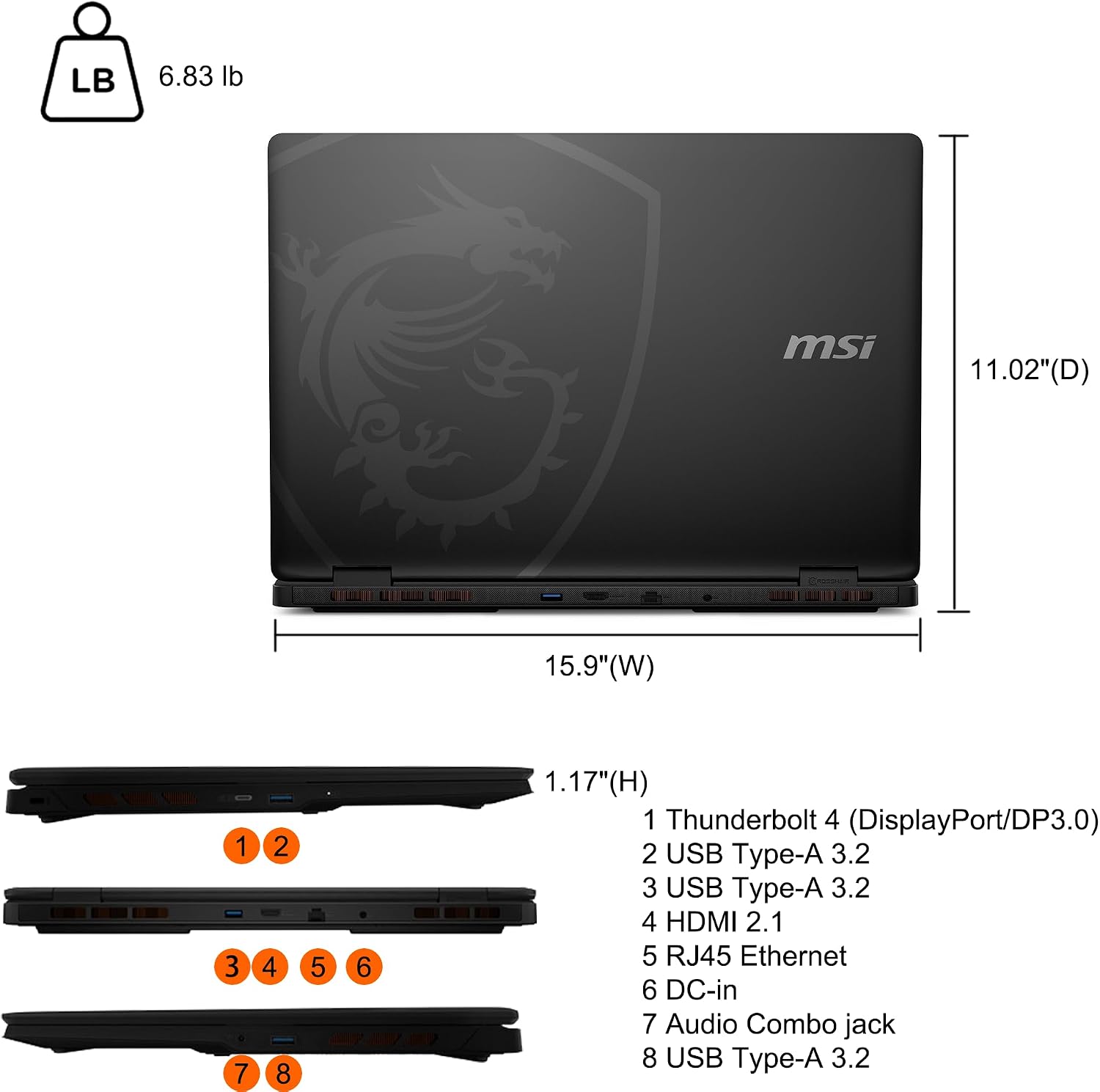 msi Crosshair 18 HX AI Gaming Laptop 18' QHD+ IPS 240Hz Intel 24-core Ultra 9 275HX (>i9-14900HX) 32GB DDR5 4TB SSD GeForce RTX 5070 (Up to 798 AI Tops) RGB Backlit Thunderbolt Win11 ICP Hub