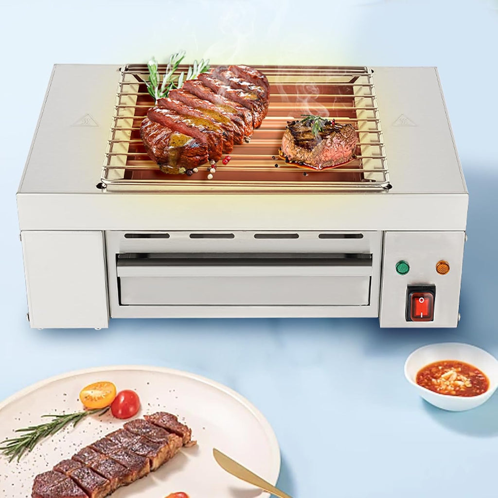 Barbecue Electric Grill,1500W Electric Grill Professional Barbecues Griddle BBQ Grill Camping Tabletop Grill Stainless Steel Barbecues Grill for Household Commercial Use (Style 3)