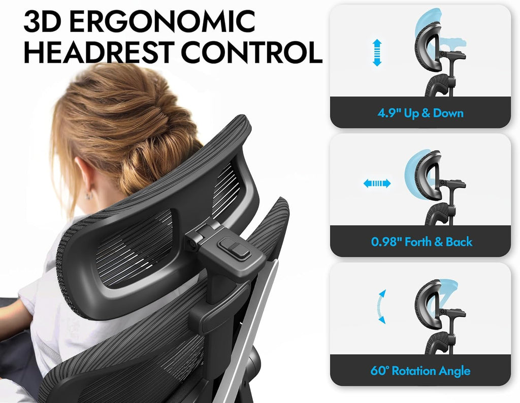 Ergonomic Office Chair - X-Shaped Computer Desk Chair Comfy, Gaming Chair, Office Chair with Lumbar Support, Mesh Office Chairs with Headrests, Desk Chair for Long Hours, Black Silver, Pack of 8