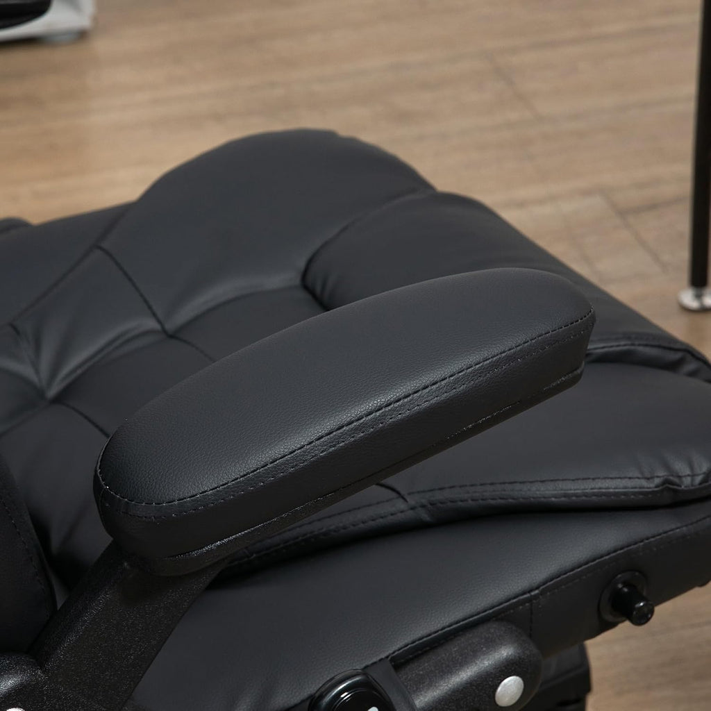 HOMCOM High Back Vibration Massage Office Chair with 6 Vibration Points, Heated Reclining PU Leather Computer Chair with Armrest and Remote, Black