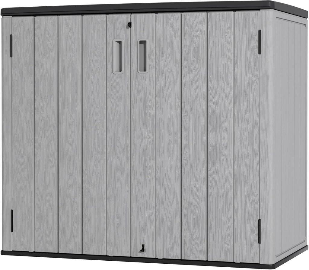 Mrosaa Large Outdoor Storage Box,Resin Sheds&Outdoor Storage Waterproof/Lockable,Outdoor Storage Cabinets for Balcony,Garage,Backyard (37Cu.ft-Pale Grey)