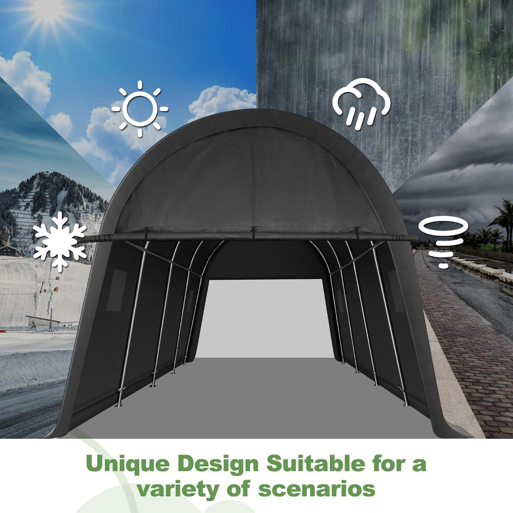 COBIZI Carport Canopy 12x20 Heavy Duty Portable Garage with Removable Doors & Vents, Galvanized Frame(Outperforms Metal) Car Port Canopy Tent with All-Season Tarp for Outdoor Storage Shed Car