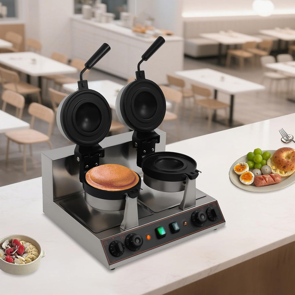 2400W Hamburger Maker, Double-Sided Electric Grill with Timer, 2-Zone Non-Stick Panini Press, 122-572°F Temp Control, 110V for Home Kitchen Food Truck