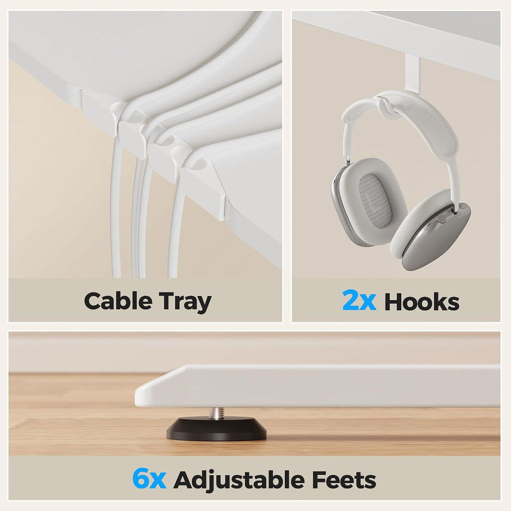 Agilestic L Shaped Standing Desk 63 inch Adjustable Height, Electric Corner Standing Desk, Sit Stand Computer Table with Splice Board, White
