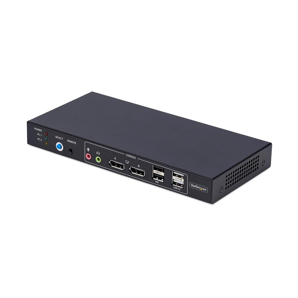 StarTech.com 2-Port Dual-Monitor DisplayPort KVM Switch with Dual View Video Matrix, 4K 60Hz, 4X USB Hub Ports, TAA Compliant