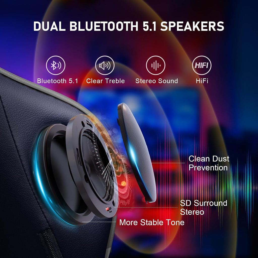GTPLAYER Gaming Chair with Footrest Speakers Video Game Chair Bluetooth Music Heavy Duty Ergonomic Computer Office Desk Chair