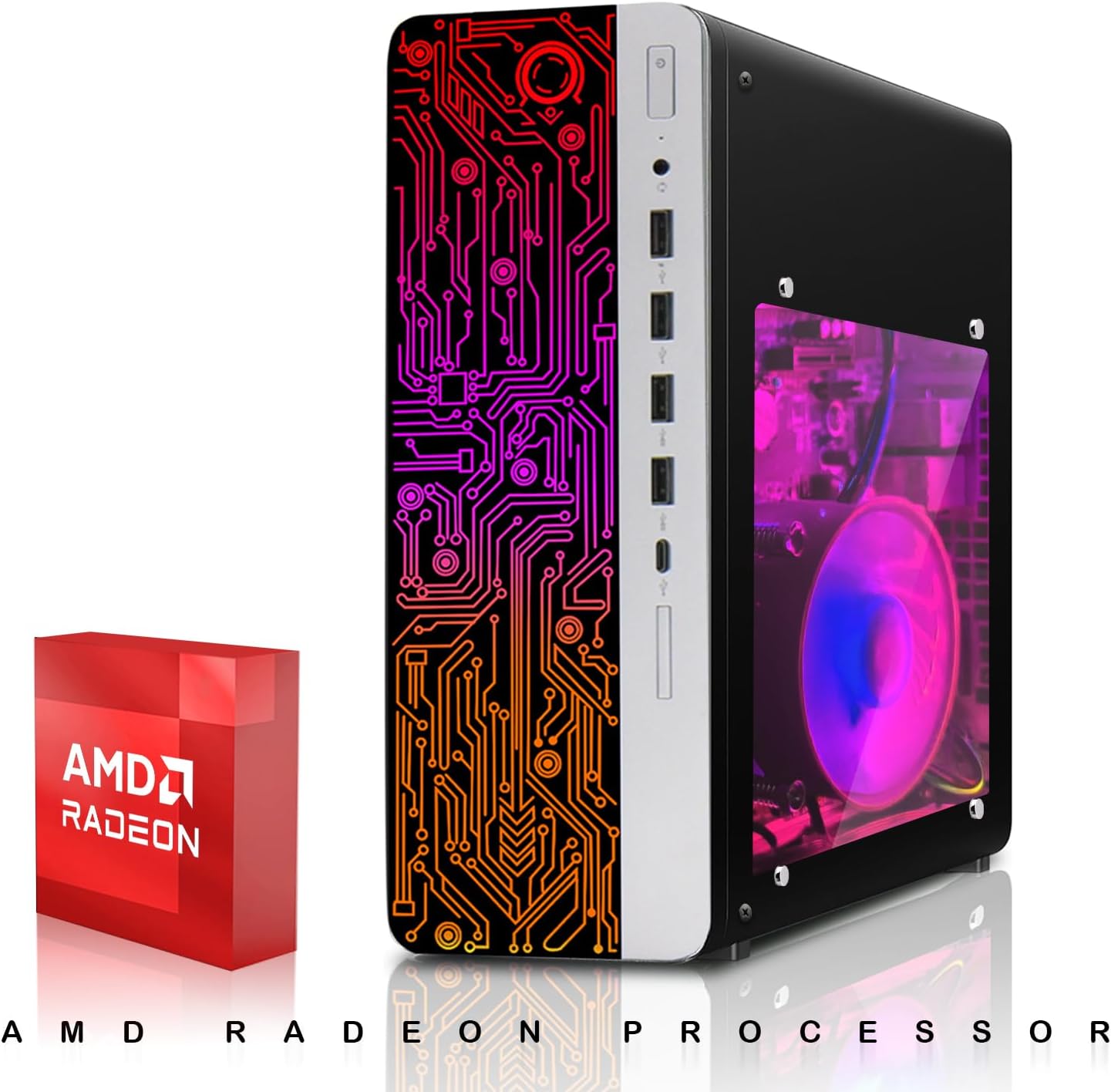 HP Gaming PC Desktop Computer – AMD Pro A10-9700,RX 550 Graphics,16GB RAM,512GB SSD,24 Inch Curved Monitor,RGB Keyboard with AI Copilot,Mouse,WiFi,RGB Headphone,Windows 11(Renewed)