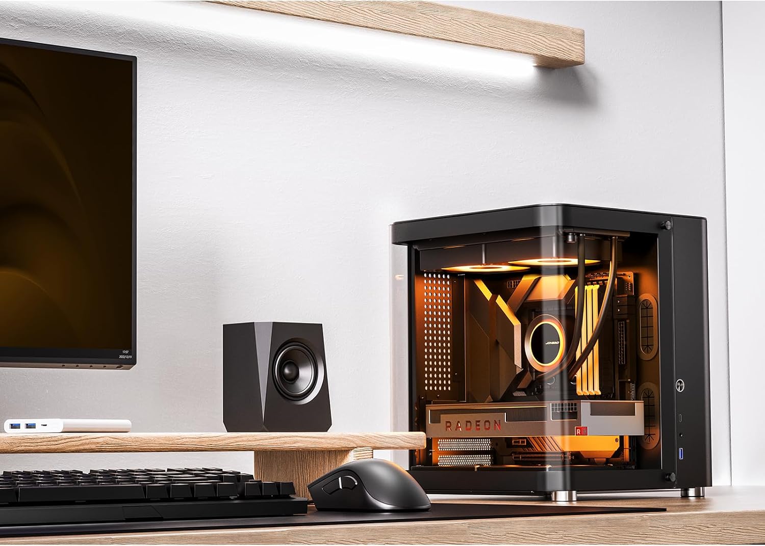 JONSBO TK-1 Black Micro ATX Mini Tower Computer CASE, Hyperboloid Glass Design, Separated Cabinet Structure, Al Alloy Shell Matx Desktop PC Case, Support ATX Power supply/240 AIO, Black
