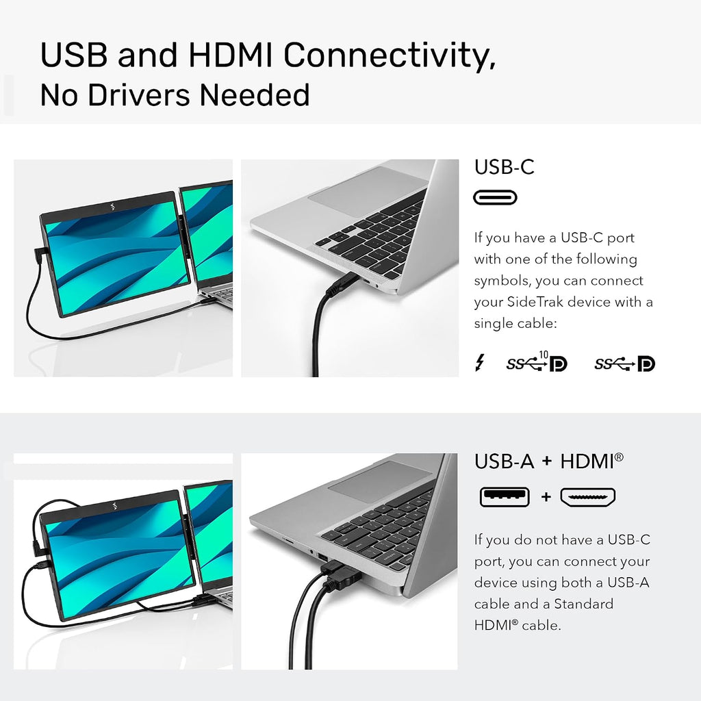 SideTrak Swivel 12.5' Portable Monitor for Laptop, Patented Swivel Hinge, Laptop Screen Extender | FHD Dual Screen w/Kickstand, USB or HDMI, Mac, PC, Chromebook Compatible - 10 Pack