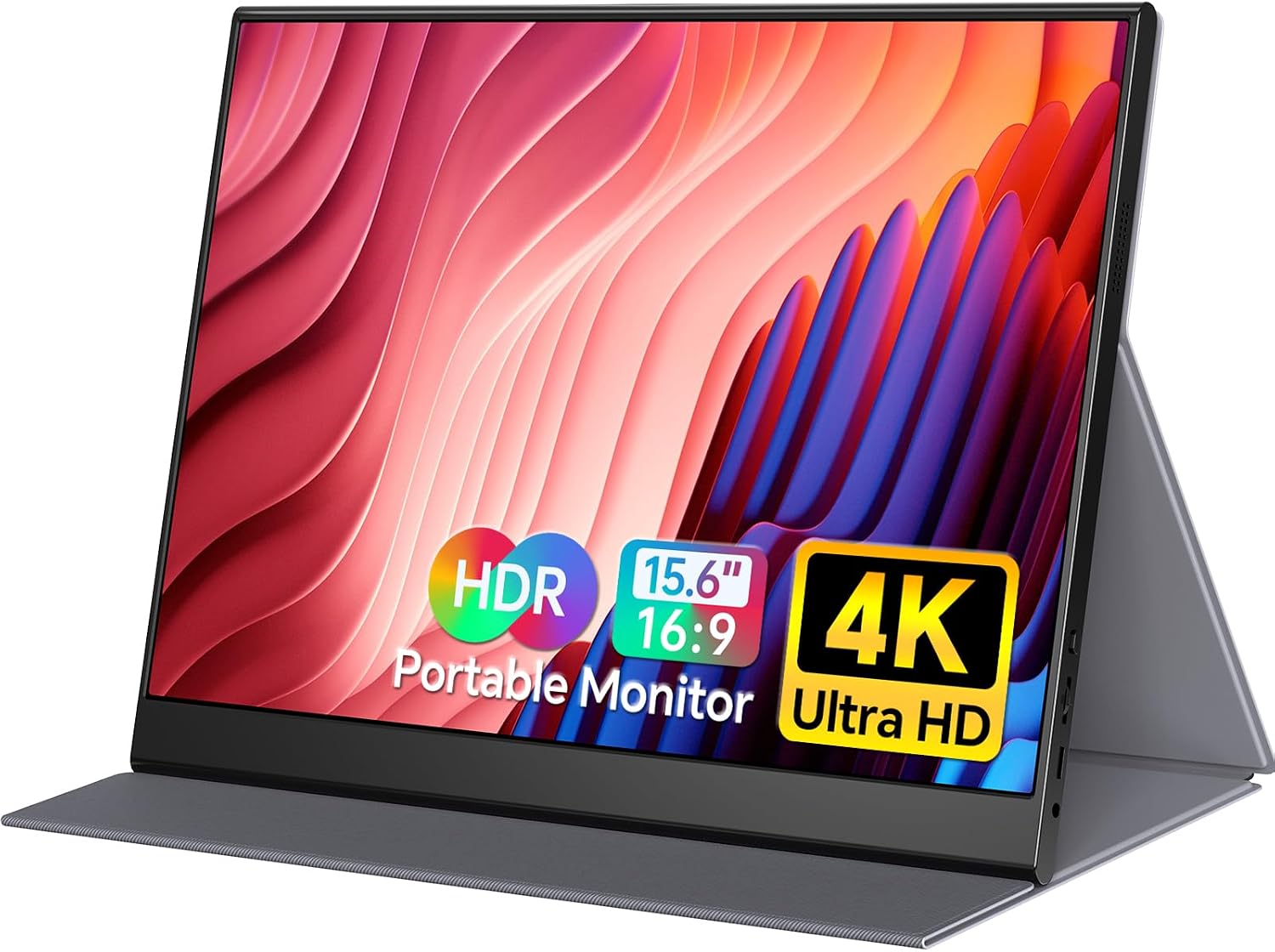 Yxk 4K Portable Monitor 15.6' 3840x2160 UHD USB-C HDMI Laptop, 100% RGB IPS Computer Gaming Display HDR Travel Speakers & Smart Cover for Laptop Xbox PS5 Switch PC Phone