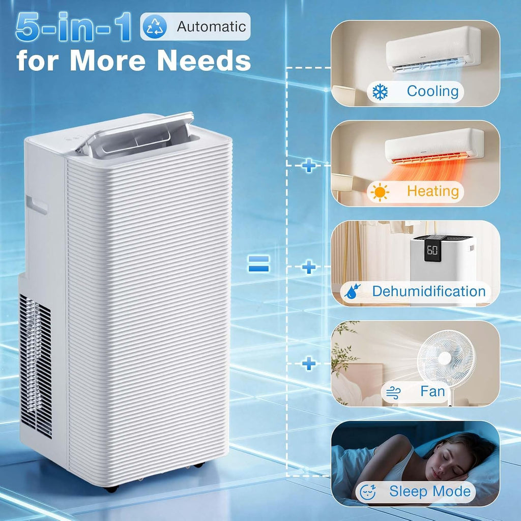 Aoxun 12040 BTU Portable Air Conditioners with Heater, 5-IN-1 AC Unit, Fast Cooling Heating, Dehumidifier, Fan & 24H Timer Quiet Sleep, Remote Control, Window Kits, for Home/Office/Dorm