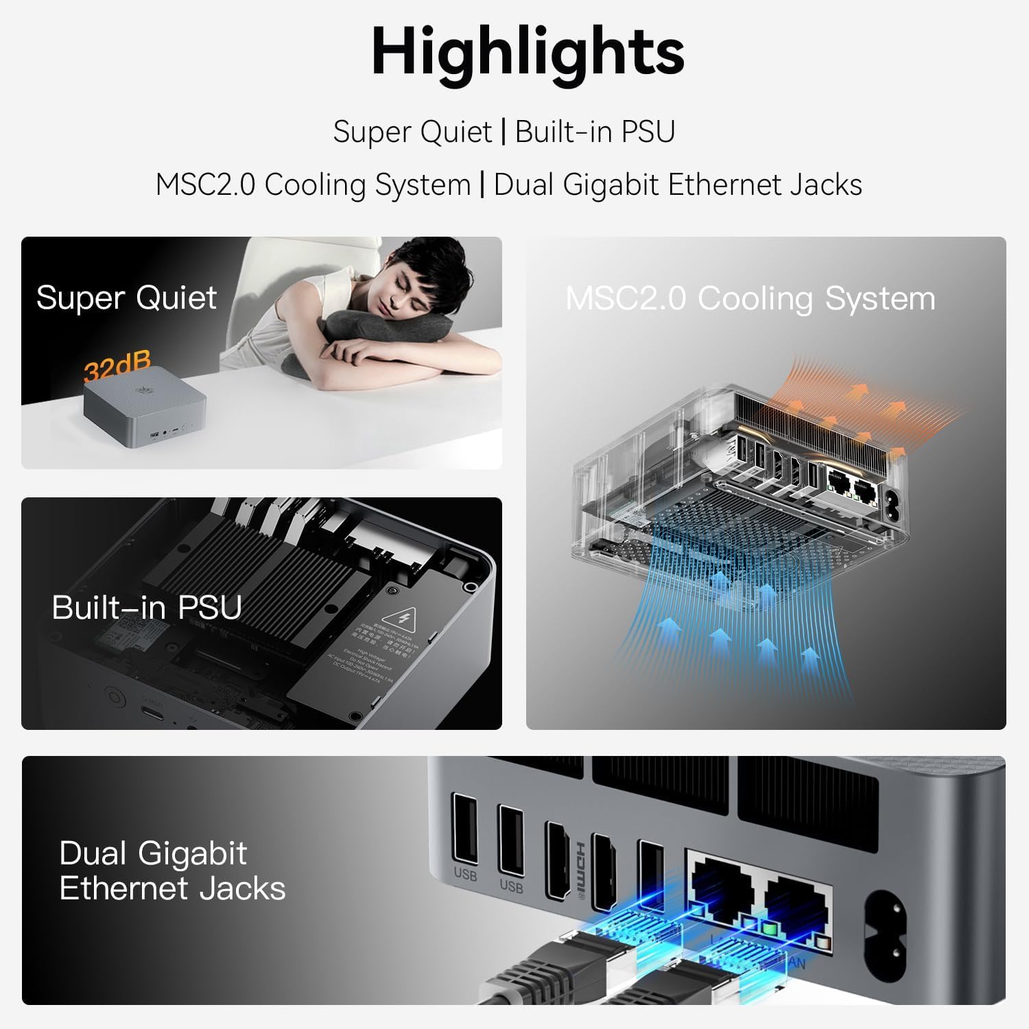 Beelink Mini PC AMD Ryzen 5 6600U, 24GB LPDDR5 500GB PCIE4.0 SSD, Mini Computer with AMD Radeon 660M, Dual LAN/Dual 4K Display/ USB3.2/ WiFi6/ BT5.2 / Home/Office/Gaming Micro PC