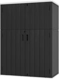 Mrosaa Vertical Outdoor Storage Cabinets,Plastic Sheds&Outdoor Storage with Floor,Outdoor Storage Box Waterproof/Lockable for Garage,Bike,Tools Storage Shed (57Cu.ft)
